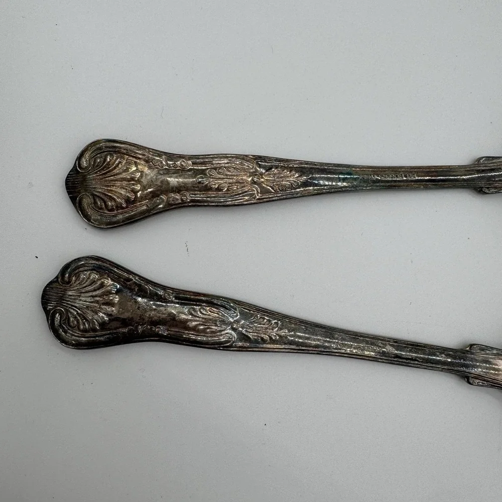 Antique FB Rogers Silver Plated Salad Serving Set Italy Fruit Pattern‎ EPNS 9in